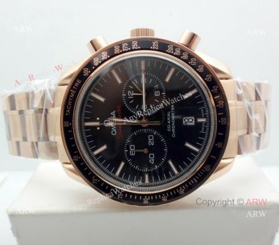 Copy Omega Speedmaster Rose Gold Black Chronograph Watch 45mm